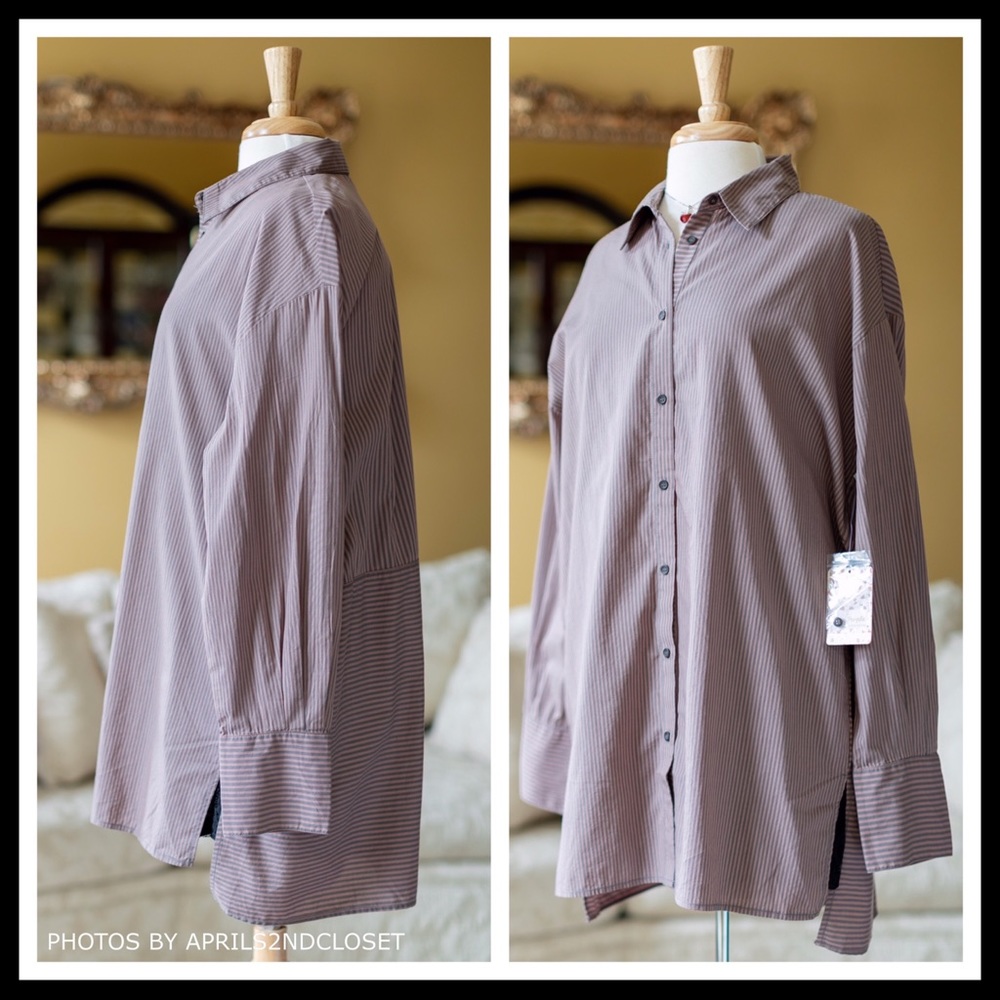FREE PEOPLE BUTTON DOWN TUNIC SHIRT - Picture 3 of 8